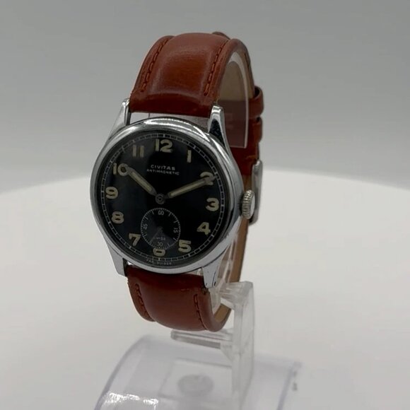 Vintage 33mm Civitas Military Men's Mechanical Wristwatch 10 1/2C Swiss Steel - Picture 1 of 6